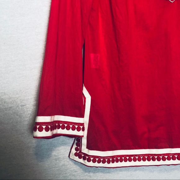 Tory Burch Raspberry Red & Cream Cotton Tunic M - Picture 6 of 12